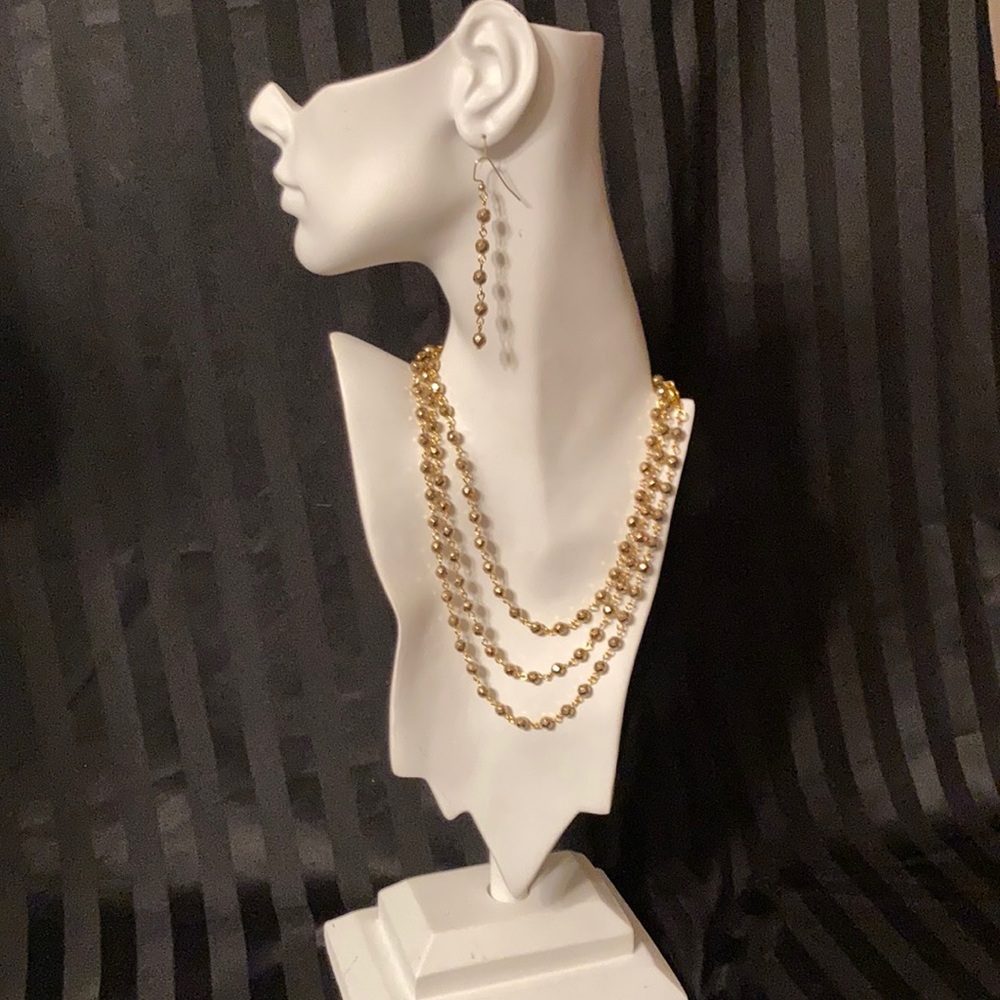 Gold Tone Necklaces with Earrings.  You can wear as one, two or three together